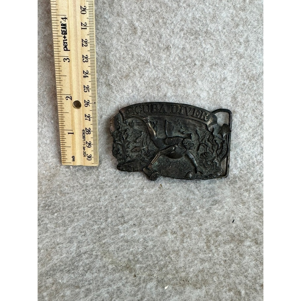 Vtg SCUBA DIVER Belt Buckle Darrell Allan Products Healdsburg CA Ocean Explore
